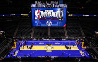 DENVER, COLORADO - NOVEMBER 3: A general view of the court is seen before the game between the Denver Nuggets and the Dallas Mavericks during the NBA In-Season Tournament at Ball Arena on November 3, 2023 in Denver, Colorado. NOTE TO USER: User expressly acknowledges and agrees that, by downloading and or using this photograph, User is consenting to the terms and conditions of the Getty Images License Agreement. (Photo by C. Morgan Engel/Getty Images)