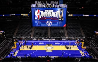 DENVER, COLORADO - NOVEMBER 3: A general view of the court is seen before the game between the Denver Nuggets and the Dallas Mavericks during the NBA In-Season Tournament at Ball Arena on November 3, 2023 in Denver, Colorado. NOTE TO USER: User expressly acknowledges and agrees that, by downloading and or using this photograph, User is consenting to the terms and conditions of the Getty Images License Agreement. (Photo by C. Morgan Engel/Getty Images)