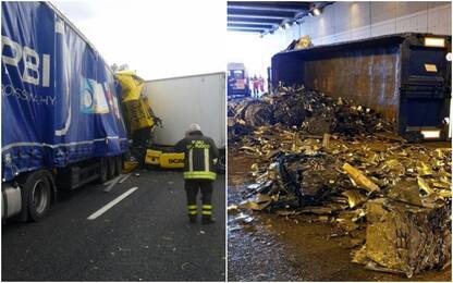 Due incidenti tra tir in autostrada