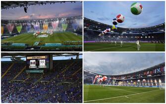 Lo stadio Olimpico e la cerimonia di inaugurazione prima della partita Turchia-Italia