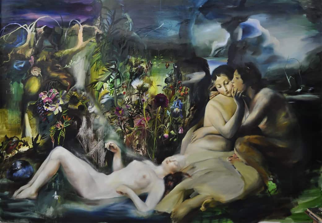 Chiara Calore, Amore e Psiche, Olio su tela, 200x300 cm, 2025