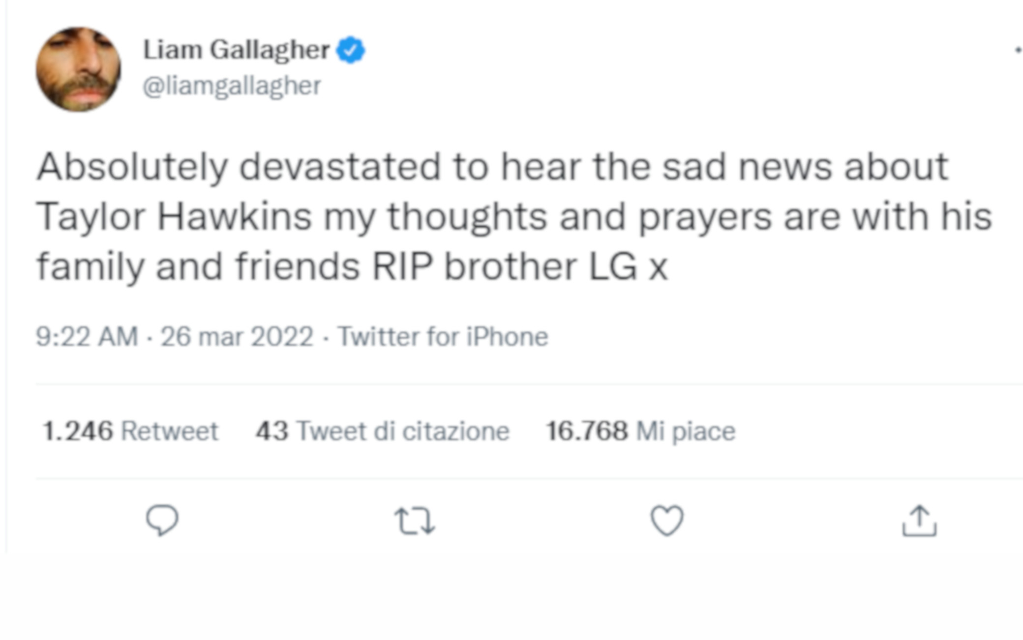I messaggi per Taylor Hawkins