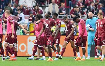 Players of Torino at the end of the italian Serie A soccer match Torino FC vs ACF Fiorentina at the Olimpico Grande Torino Stadium in Turin, Italy, 21 May 2023 ANSA/ALESSANDRO DI MARCO