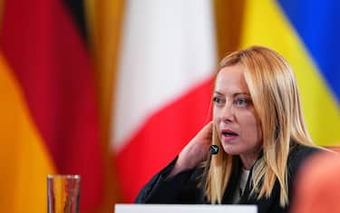 epa12308680 Italian Prime Minister Giorgia Meloni participates in a Multilateral Meeting with European Leaders in the East Room of the White House in Washington, DC, USA, 18 August 2025.  European Leaders are at the White House in support of President Zelenskyy following President Trump