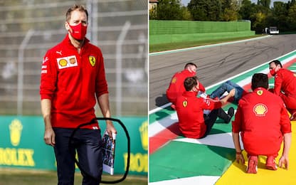 Vettel studia Imola: seduto in pista e foto!