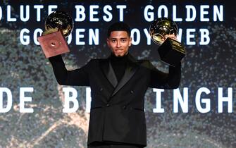 Foto Alberto Gandolfoi/LaPresse - 4 Dicembre 2023 Torino, Italia - Sport - Calcio - Golden Boy 2023 - Premio calcistico come miglior Under 21 di Europa istituito da Tuttosport
Nella foto: Jude Bellingham

December 4, 2023 Torino, Italy- sport - Soccer - Golden Boy Awards 2023 - The Award as the best Under-21 in Europe by Tuttosport
In the pic:  Jude Bellingham