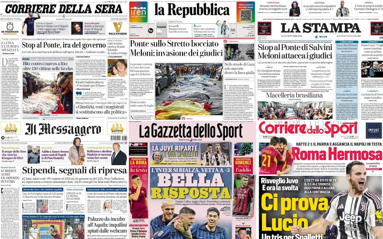 Le prime pagine dei quotidiani di oggi 30 ottobre: la rassegna stampa Le prime pagine dei quotidiani di oggi 30 ottobre: la rassegna stampa