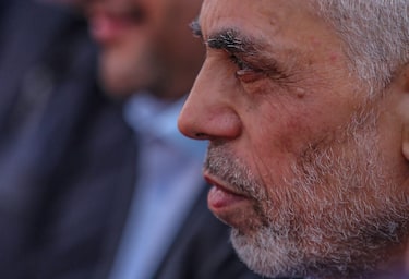 epa11664850 (FILE) - Senior Hamas leader in Gaza Strip, Yahya Al-Sinwar attends a Hamas rally marking Al-Quds Day, or 'Jerusalem Day', in Gaza City on, 14 April 2023 (reissued 17 October 2024). The Israeli Army, Tsahal, on 17 October 2024 confirmed that Hamas leader Yahya Sinwar was "eliminated" on 16 October 'after a year-long pursuit'. Sinwar was elected Hamas leader in August 2024, a few days after his predecessor had been killed in Iran.  EPA/MOHAMMED SABER