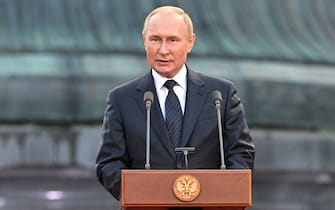 VELIKY NOVGOROD, RUSSIA – SEPTEMBER 21, 2022: Russia's President Vladimir Putin makes remarks at a concert marking the 1160th anniversary of Russian statehood. Ilya Pitalev/POOL/TASS/Sipa USA