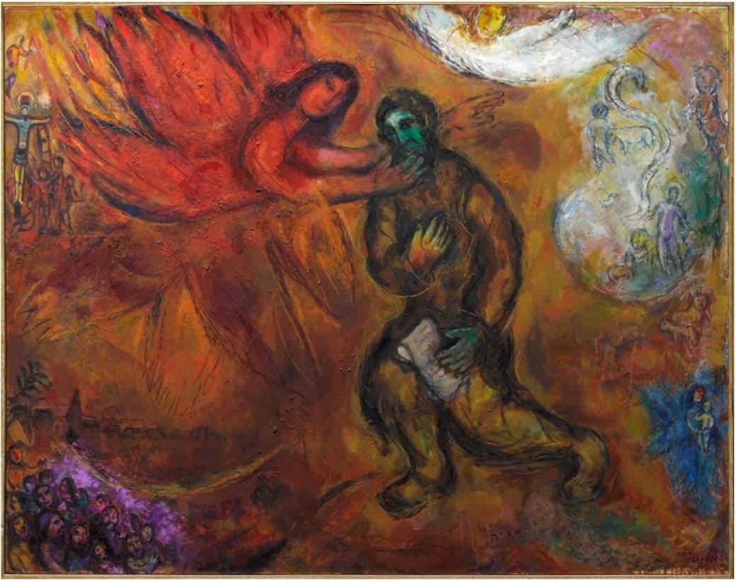 Marc Chagall Il profeta Isaia, 1968 Olio su tela, 114 x 146 cm Nizza, Musée National Marc Chagall, MBMC 1997-1 Credit © Chagall ® , by Siae 2026 RMN-Grand Palais / Dist. Foto SCALA, Firenze