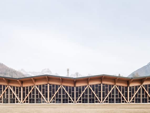 Congress and Exhibition Center in Agordo, Italy by Studio Bressan & Studio Botter. Photo ©Simone Bossi