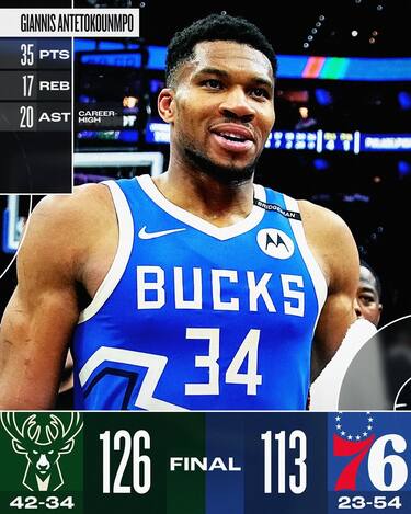 PHILADELPHIA 76ERS-MILWAUKEE BUCKS 113-126