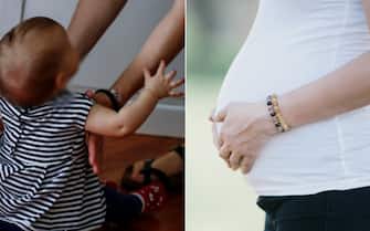 Bambino e donna in gravidanza con il pancione