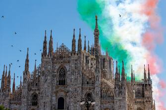 ARCHIVIO - Actuality Frecce Tricolori flying over Milan