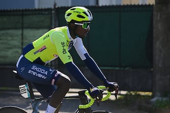 SANREMO, ITALY - MARCH 16: Biniam Girmay of Eritrea and Team IntermarcheÌ  - Wanty competes during the 115th Milano-Sanremo 2024 a 288km, one day race from Pavia to Sanremo / #UCIWT / on March 16, 2024 in Sanremo, Italy. (Photo by Dario Belingheri/Getty Images)