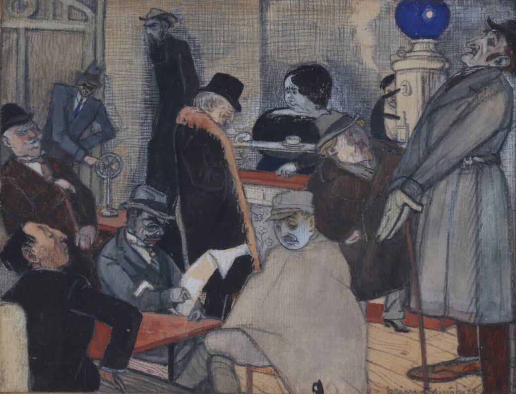Primo Sinopico, Malerba al caffè, 1917, tempera e grafite su carta riportata su cartoncino, 15 × 20 cm circa, collezione privata, courtesy M.M.M. Archivio Gian Emilio Malerba, Monza (fotografia di Piero Pozzi)