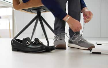 Office Gym Shoe Change. Sport Business Sneaker