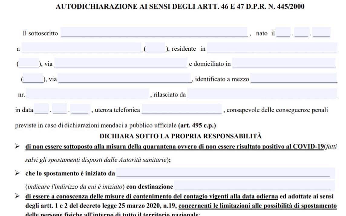 autocertificazione fase 2