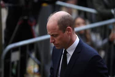 epa10973228 Britain's Prince William, Prince of Wales,  arrives to attend the funeral service of Sir Bobby Charlton at Manchester Cathedral in Manchester, Britain, 13 November 2023. English soccer legend Bobby Charlton died at the age of 86 on 21 October 2023.  EPA/Adam Vaughan