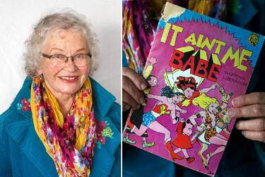 Artist Trina Robbins who did the first ever all-woman comic book is one of the local women who appear in the new documentary film "She's Beautiful When She's Angry" by  by Mary Dore in Oakland, Calif., on Thursday, January 22, 2015. (Photo By Liz Hafalia/The San Francisco Chronicle via Getty Images)