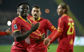 US Lecce's forward Lameck Banda (L) celebrates after scoring a goal during the Italian serie A soccer match Empoli FC vs US Lecce at Carlo Castellani Stadium in Empoli, Italy, 11 December 2023
ANSA/CLAUDIO GIOVANNINI