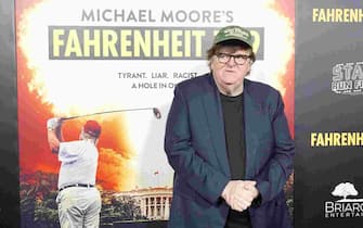 epa07033788 US producer Michael Moore arriving at the premiere of Briarcliff Entertainment's Fahrenheit 11/9 at Samuel Goldwyn Theater in Beverly Hills, California, USA 19 September 2018. The movie opens in the US 21 September 2018.  EPA/NINA PROMMER