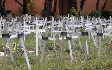 Cimitero Flaminio campo dove vengono seppelliti i feti, Roma, 2 Ottobre 2020. ANSA/GIUSEPPE LAMI
