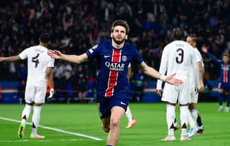 Khvicha Kvaratskhelia ( 7 - PSG ) celebrates after scoring during the UEFA Champions League match between Paris Saint Germain and Aston Villa FC at Parc Des Princes on April 09 , 2025 in Paris, France. ( Photo by Dante Badano / PsnewZ ) - - Photo :  Dante Badano / Dante Badano / PsnewZ / SIPA /00307287_0059//Credit:PSNEWZ/SIPA/2504092221