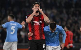 Olivier Giroud of A.C. Milan during the 27th day of the Serie A Championship between S.S. Lazio vs A.C. Milan, 1 March 2024 at the Olympic Stadium in Rome.