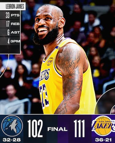 LOS ANGELES LAKERS-MINNESOTA TIMBERWOLVES 111-102
