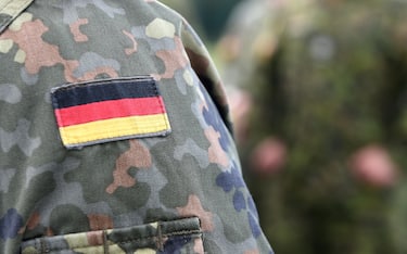 Flag of Germany on soldiers arm. Germany military uniform. Army of Germany