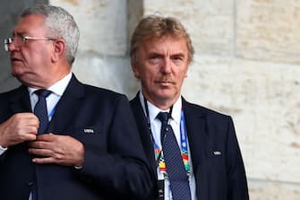 BERLIN, GERMANY - JULY 14:   Zbigniew Boniek, UEFA Vice-President looks on prior to the UEFA EURO 2024 final match between Spain and England at Olympiastadion on July 14, 2024 in Berlin, Germany. (Photo by Chris Brunskill/Fantasista/Getty Images)