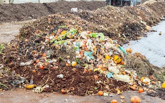 Collection point for organic waste at industrial compost plant