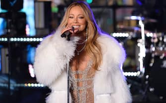 Singer Mariah Carey performs on stage during New Year's Eve 2018  celebrations in Times Square, New York, NY, on December 2017.  Mariah Carey's previous year's performance was interrupted by technical difficulties. (Photo by Anthony Behar/Sipa USA)