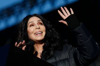 LAS VEGAS, NV - JANUARY 21:  Singer/actress Cher speaks during the Women's March "Power to the Polls" voter registration tour launch at Sam Boyd Stadium on January 21, 2018, in Las Vegas, Nevada. Demonstrators across the nation gathered over the weekend, one year after the historic Women's March on Washington, D.C., to protest President Donald Trump's administration and to raise awareness for women's issues.  (Photo by Sam Morris/Getty Images)