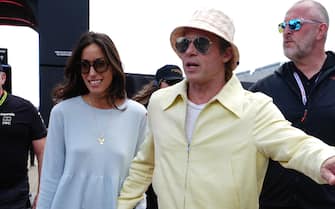 Brad Pitt and his partner Ines De Ramon arrive at Silverstone Circuit, Northamptonshire. Picture date: Sunday July 7, 2024.