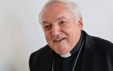 The Archbishop of Marseille Jean-Marc Aveline attends the unveiling ceremony of the training and innovation centre for sustainable logistics and shipping professions (TANGRAM) established by the CMA CGM Group in Marseille southern France, on May 8, 2024. (Photo by Ludovic MARIN / POOL / AFP) (Photo by LUDOVIC MARIN/POOL/AFP via Getty Images)          