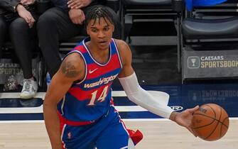 WASHINGTON, DC - APRIL 08: Washington Wizards forward Isaiah Todd (14) on the attack during a NBA game between the Washington Wizards and the New York Knicks, on April  08, 2022, at Capital One Arena, in Washington, DC.
 (Photo by Tony Quinn/SipaUSA)