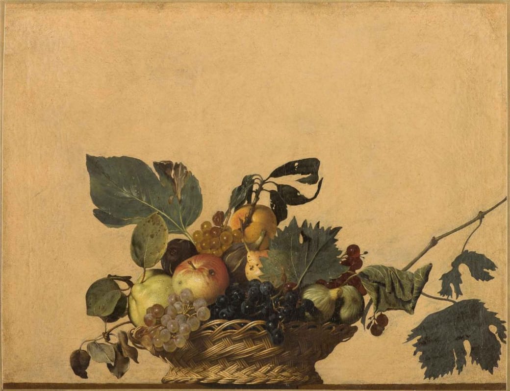 Michelangelo Merisi detto Caravaggio, Canestra di frutta, 1597-1600. Olio su tela, cm 47x61. Veneranda Biblioteca Ambrosiana, Pinacoteca – Milano ©Veneranda Biblioteca Ambrosiana / Mondadori Portfolio