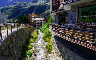 View of the Marmore Torrent in Cervinia, Aosta Valley, Italy