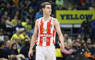 01/02/2024 Istanbul, Turkey. Nikola Topic, #44 of Crvena Zvezda Meridianbet Belgrade in action during the Turkish Airlines EuroLeague Regular Season Round 18 match between Fenerbahce Beko Istanbul and Crvena Zvezda Meridianbet Belgrade at Ulker Sports Arena. (Photo by Altan Gocher / Middle East Images / Middle East Images via AFP)