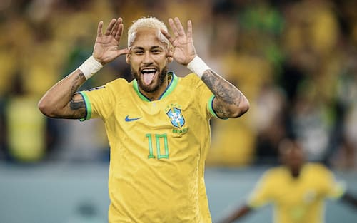 DOHA, CA - 05.12.2022: BRAZIL VS SOUTH KOREA - Neymar Jr. of Brazil celebrates after scoring a penalty during the match between Brazil and South Korea, valid for the round of 16 of the World Cup, held at Estádio Estádio 974 in Doha, Qatar. (Photo: Marcelo Machado de Melo/Fotoarena/Sipa USA)