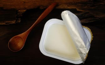 yogurt in white plastic cup
