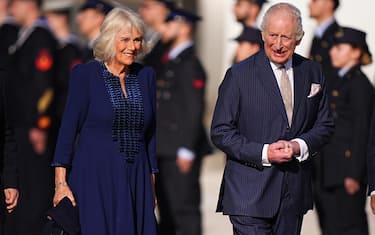 King Charles III and Queen Camilla arriving at Giovan Battista Pastine international airport, in Rome, to start their four day state visit to Italy. Picture date: Monday April 7, 2025. (Photo by Aaron Chown/PA Images via Getty Images)