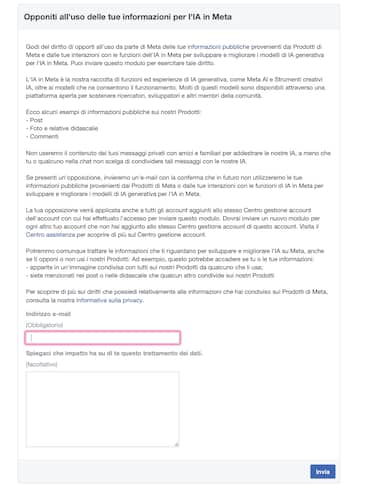 Come opporsi all'uso dei dati per Meta AI su Facebook