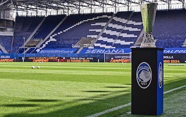 UEFA Europa League trophy is displayed before the Italian Serie A soccer match Atalanta BC vs Torino FC at the Gewiss Stadium in Bergamo, Italy, 26 May 2024.
ANSA/MICHELE MARAVIGLIA