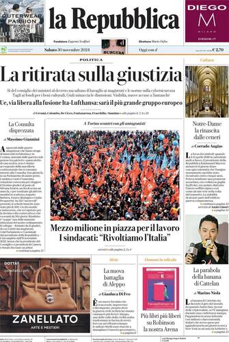 la prima pagina de la repubblica