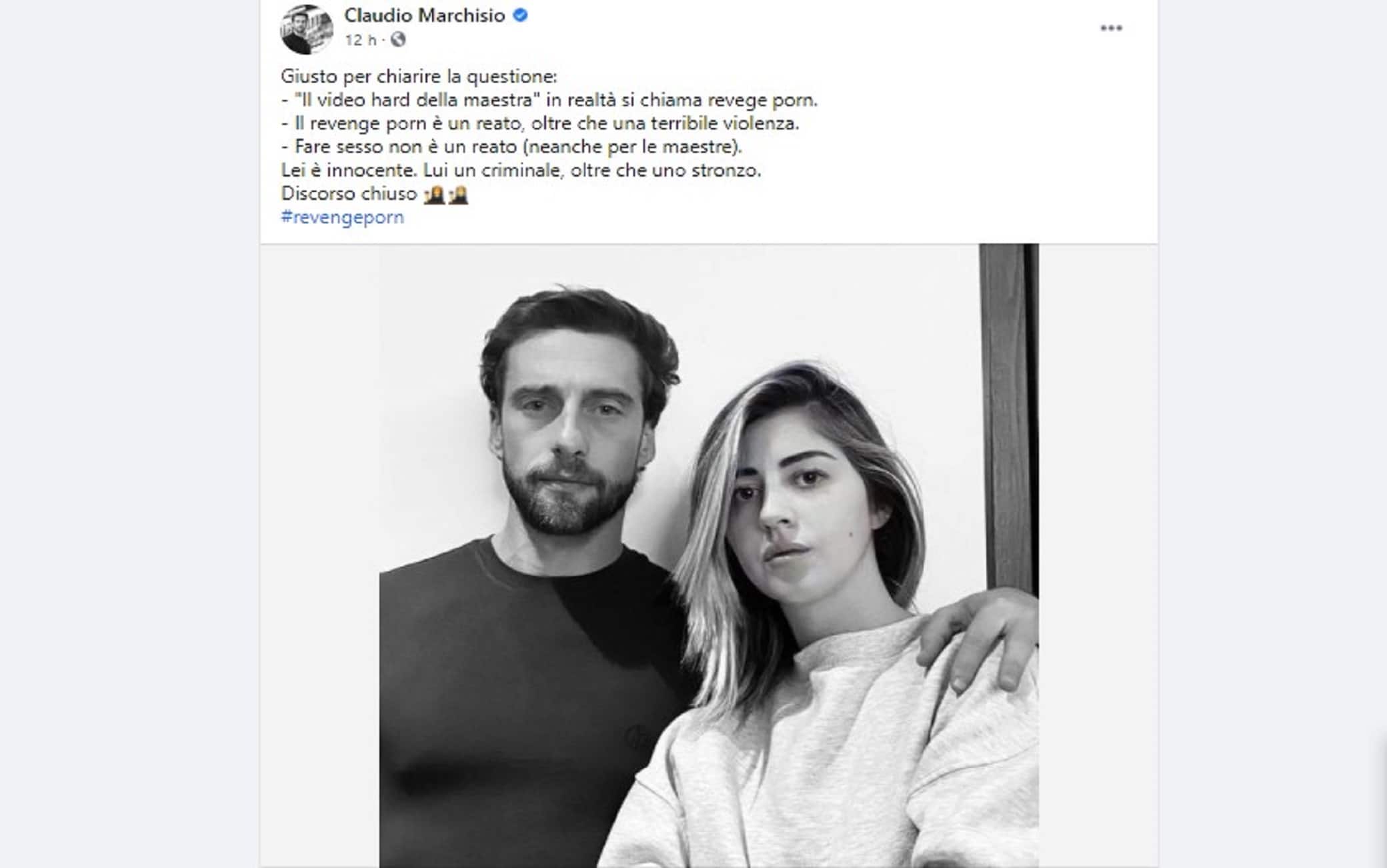 Torino, ex calciatore Marchisio su caso della maestra licenziata Si chiama revenge porn Sky TG24 Immagine