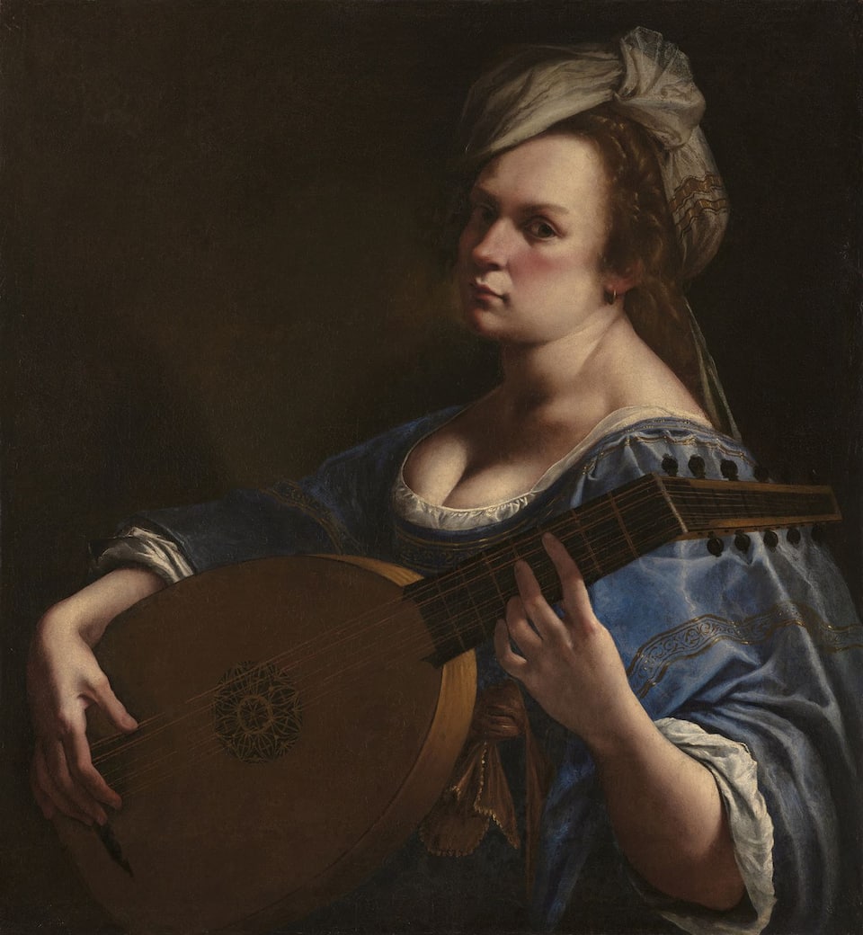 Artemisia Gentileschi, Autoportrait en joueuse de luth, 1614-1615, Huile sur toile, 77,5 x 71,8 cm, Hartford CT., Wadsworth Atheneum Museum of Art, Charles H. Schwartz Endowment Fund. Crédit: Allen Phillips-Wadsworth Atheneum
