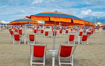 Bathing establishment in an italian beach